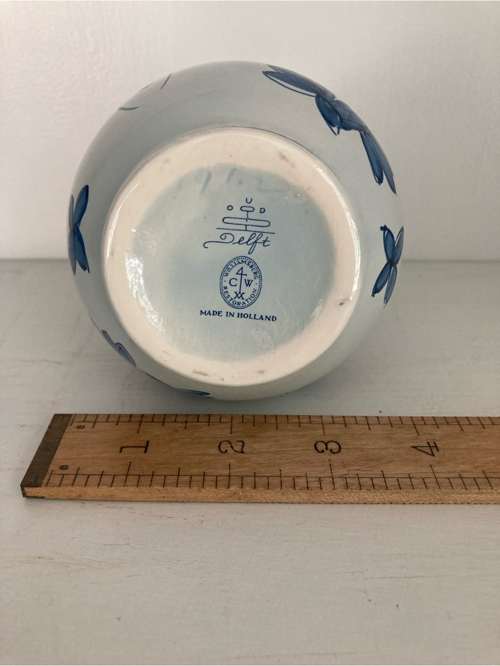 Vintage Blue and White Floral Ceramic Vase - Picture 8 of 11